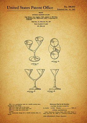 Martini Drawings Royalty Free Images - 1967 Martini Glass Patent Royalty-Free Image by Dan Sproul