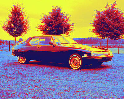 Royalty-Free and Rights-Managed Images - 1971 Citroen SM 4  - Neon Colored by Celestial Images