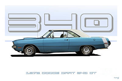 Automotive Paintings Rights Managed Images - 1972 Dodge Dart 340 GT Royalty-Free Image by Dave Koontz