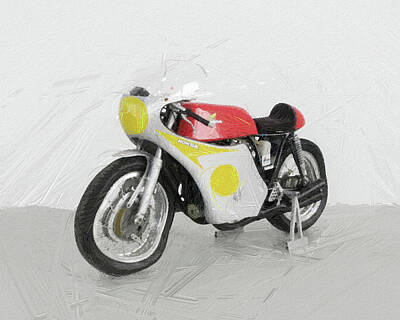 Paint Brush - 1972 Honda CB500 Four  Mike Hailwood Replika_Impasto Painting ca 2020 by Ahmet Asar by Celestial Images