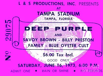 Royalty-Free and Rights-Managed Images - 1973 Deep Purple concert ticket Tampa Stadium by David Lee Thompson