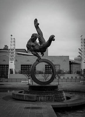 On Trend Breakfast Royalty Free Images - 1996 Summer Olympic Statue in Photograph Study Black and White V Royalty-Free Image by Theresa Fairchild