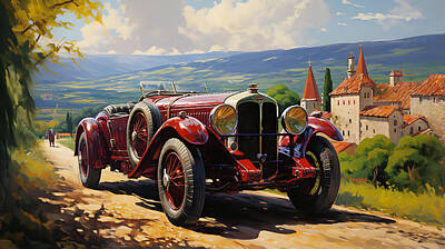 Landscapes Rights Managed Images - 1933 Alfa Romeo 8C 2300 Le Mans Spider  stunnin by Asar Studios Royalty-Free Image by Celestial Images