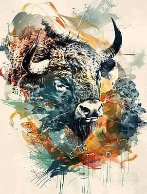 Abstract Royalty-Free and Rights-Managed Images - A graphic depiction of Bison Farm animals by Clint McLaughlin