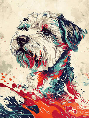 Abstract Drawings - A graphic depiction of Briard Dog by Clint McLaughlin