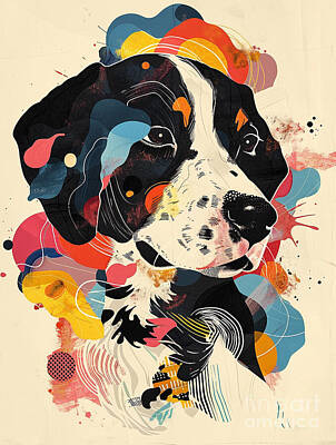 Abstract Drawings - A graphic depiction of Brittany Dog by Clint McLaughlin