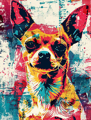 Animals Drawings - A graphic depiction of Chihuahua Dog by Clint McLaughlin