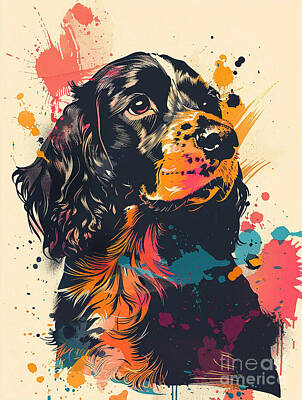 Animals Drawings - A graphic depiction of Cocker Spaniel Dog by Clint McLaughlin