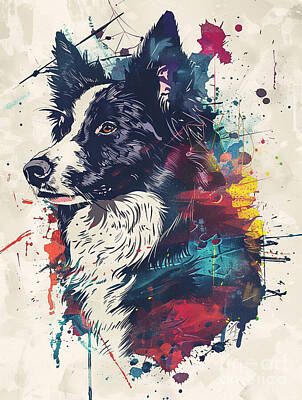 Abstract Drawings - A graphic depiction of Collie Dog by Clint McLaughlin
