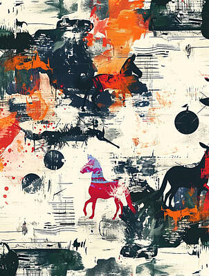 Abstract Royalty-Free and Rights-Managed Images - A graphic depiction of Donkey Farm animals by Clint McLaughlin