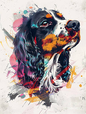 Animals Drawings - A graphic depiction of English Cocker Spaniel Dog by Clint McLaughlin
