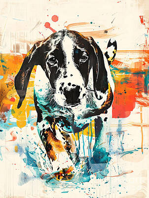 Animals Drawings - A graphic depiction of Foxhound Dog by Clint McLaughlin