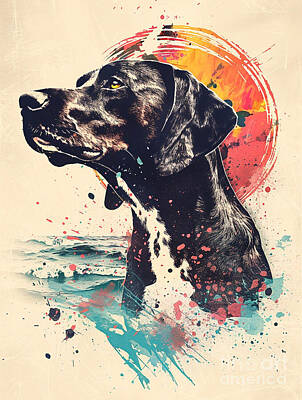 Abstract Drawings - A graphic depiction of German Shorthaired Pointer Dog by Clint McLaughlin