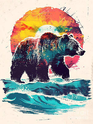 Animals Drawings - A graphic depiction of Grizzly Bear Wild animal by Clint McLaughlin