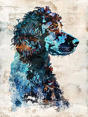 Abstract Drawings - A graphic depiction of Irish Water Spaniel Dog by Clint McLaughlin