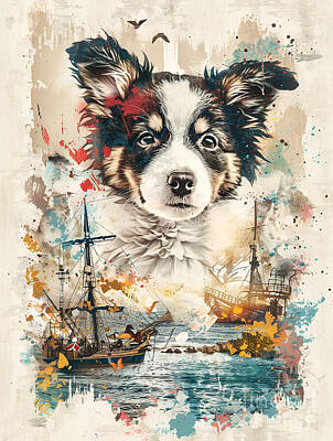 Animal Surreal - A graphic depiction of Miniature American Shepherd Dog by Clint McLaughlin