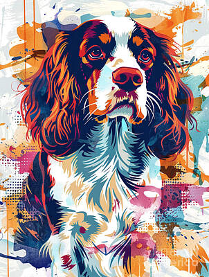 Animals Drawings Rights Managed Images - A graphic depiction of Welsh Springer Spaniel Dog Royalty-Free Image by Clint McLaughlin