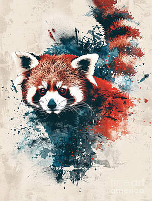 Drawings Rights Managed Images - A graphic design of Red Panda Forest animal Royalty-Free Image by Clint McLaughlin