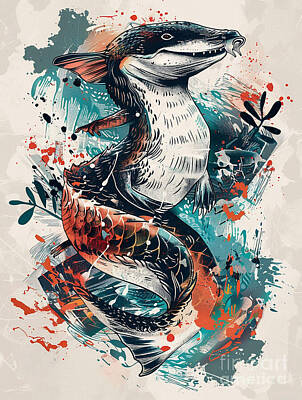 Surrealism Drawings Rights Managed Images - A vibrant mix of Platypus Wild animal Royalty-Free Image by Clint McLaughlin