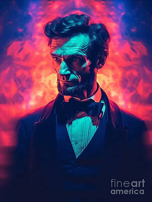 Politicians Paintings - Abraham  Lincoln  Surreal  Cinematic  Minimalistic  by Asar Studios by Celestial Images