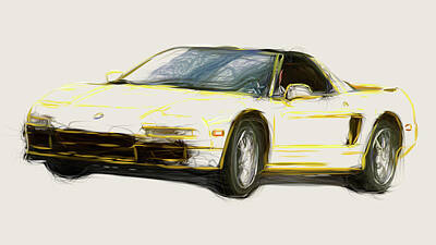 Jolly Old Saint Nick - Acura NSX T Car Drawing by CarsToon Concept