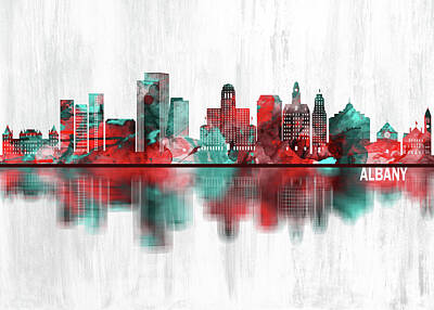 Abstract Skyline Mixed Media - Albany New York Skyline by NextWay Art