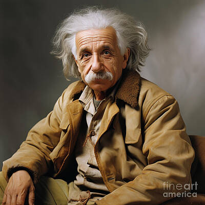 Shark Art - Albert Einstein Natural candid shot with sensit by Asar Studios by Celestial Images