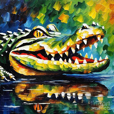 Reptiles Drawings Royalty Free Images - Alligator Royalty-Free Image by Clint McLaughlin
