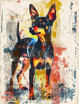 Abstract Drawings - Animal image of Manchester Terrier Dog by Clint McLaughlin
