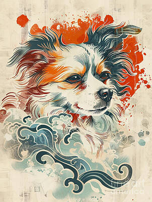 Abstract Drawings - Animal image of Tibetan Spaniel Dog by Clint McLaughlin