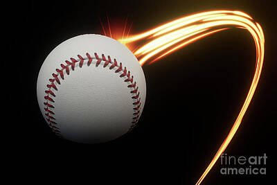 Baseball Digital Art - Baseball Sports Ball Light Trail by Allan Swart