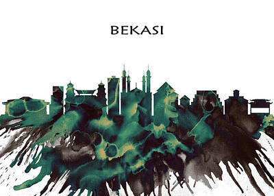 City Scenes Mixed Media Rights Managed Images - Bekasi Skyline Royalty-Free Image by NextWay Art