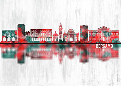 Abstract Skyline Royalty Free Images - Bergamo Italy Skyline Royalty-Free Image by NextWay Art
