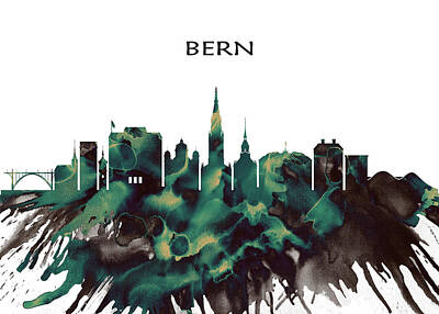 Abstract Skyline Mixed Media - Bern Skyline by NextWay Art