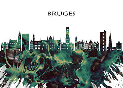 Abstract Skyline Rights Managed Images - Bruges Skyline Royalty-Free Image by NextWay Art