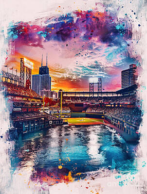 Cities Paintings - Chicago Cubs stadium  by Tommy Mcdaniel