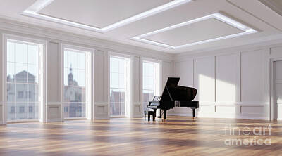Jazz Photo Royalty Free Images - Classic grand piano in classical style room interior Royalty-Free Image by Michal Bednarek