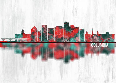 City Scenes Mixed Media - Columbia USA Skyline by NextWay Art