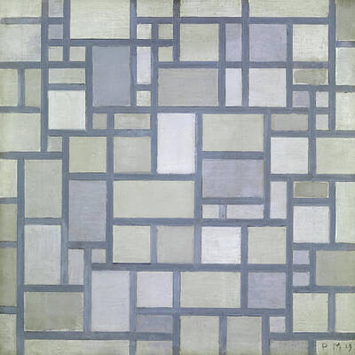 Royalty-Free and Rights-Managed Images - Composition in bright colors with gray lines by Piet Mondrian by Mango Art