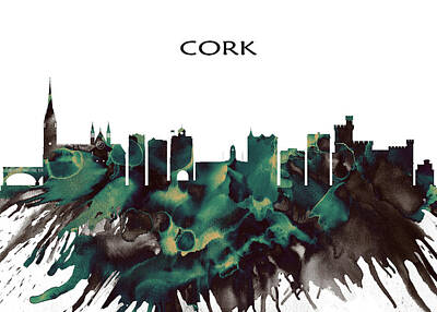Skylines Mixed Media - Cork Skyline by NextWay Art
