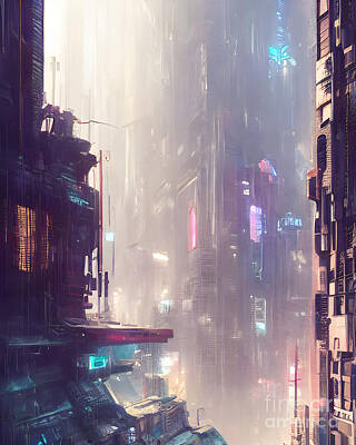 Science Fiction Digital Art - Cyberpunk City by Elle Arden Walby