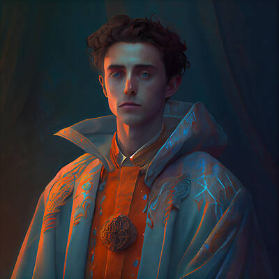 Landscapes Paintings - dnd  cleric  in  papal  vestment  cyan  cloak  timothe  by Asar Studios by Celestial Images