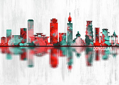 Abstract Skyline Mixed Media - Dongguan China Skyline by NextWay Art