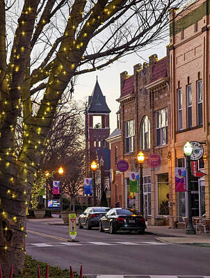 City Scenes Royalty-Free and Rights-Managed Images - Early Morning In Downtown Old Town Rock Hill Sc by Alex Grichenko
