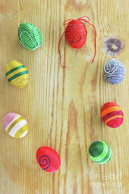 Joe Hamilton Nfl Football Wood Art - Eggs decorated with threads  by Athina Psoma