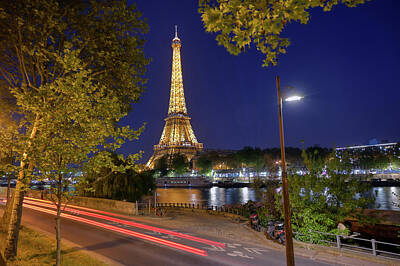 Paris Skyline Photos - Eiffel Tower across the River Seine in Paris, France by James Byard