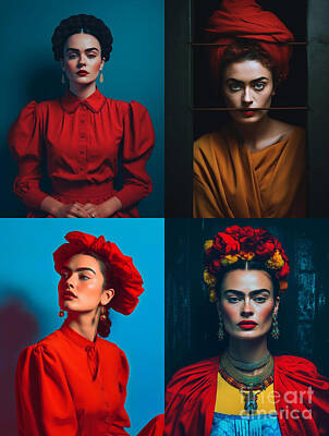 Surrealism Royalty-Free and Rights-Managed Images - Frida  Kahlo  scared  emotional  Surreal  Cinematic  by Asar Studios by Celestial Images