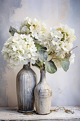 Still Life Rights Managed Images - Grey Gray Hydrangea Still Life Rustic Vintage by Asar Studios Royalty-Free Image by Celestial Images