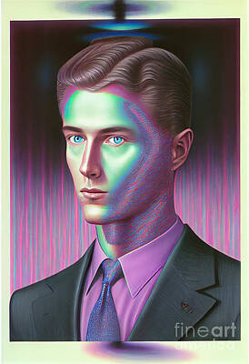 Grateful Dead Royalty Free Images - holographic  alien  handsome  male  by  Ren  Magritte  by Asar Studios Royalty-Free Image by Celestial Images