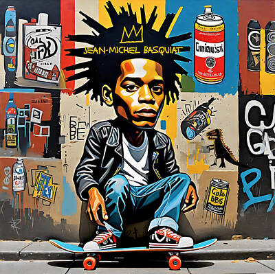 Cities Mixed Media Royalty Free Images - Jean Michel Basquiat Royalty-Free Image by Russell Pierce